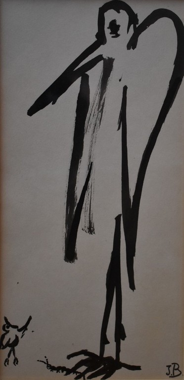 Initialen J.B. = Jose' Bastin, Inkttekening,  kopen? Bied vanaf 1!