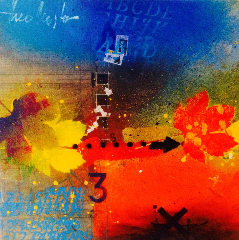 Theo koster , gemengde techniek, goodbye blue sky verkocht voor € 140!