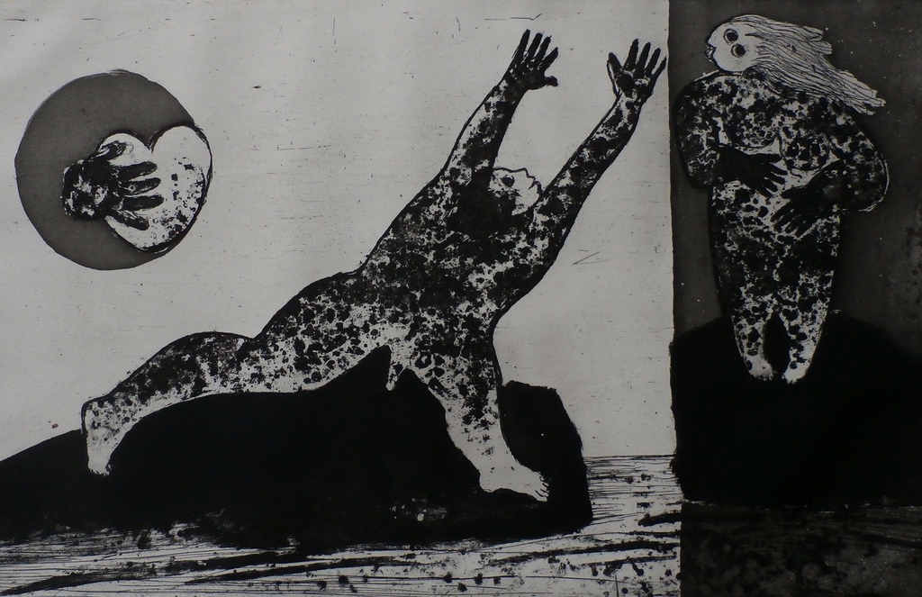 Ans Wortel - ets: ik houd m'n hart voor 't land waar de knechten de baas zijn verkocht voor € 75!