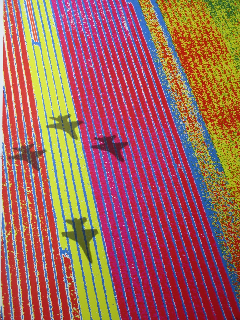 Henk van der Vet, Straaljagers boven bollenvelden, Zeefdruk verkocht voor € 40!