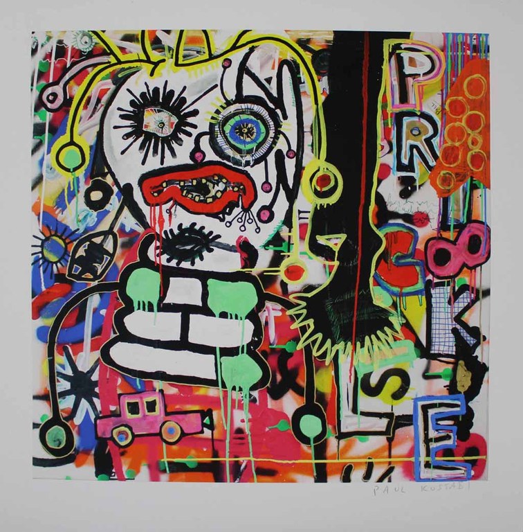 PAUL KOSTABI Grote Giclee (63x61) PRICKLE Handgesigneerd verkocht voor € 55!