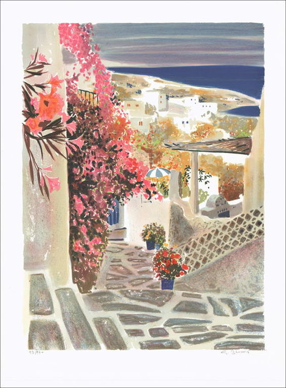 GEORGES BLOUIN -LAURIERS ROSES, warme zomerse lithografie, handgesigneerd kopen? Bied vanaf 1!