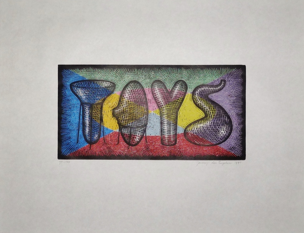 Jacomijn den Engelsen: Houtsnede, Toys, Gesigneerd, 1995 kopen? Bied vanaf 35!