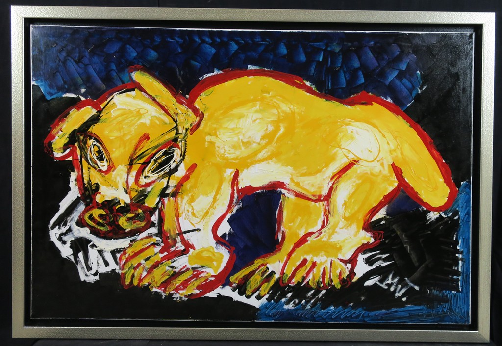 Martin van Wordragen: Gemengde techniek op doek, Het Gouden Beest - Ingelijst  kopen? Bied vanaf 650!