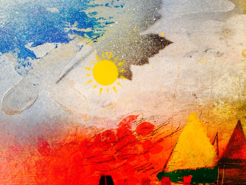 Theo koster, gemengde techniek, hallo zon.  kopen? Bied vanaf 1!