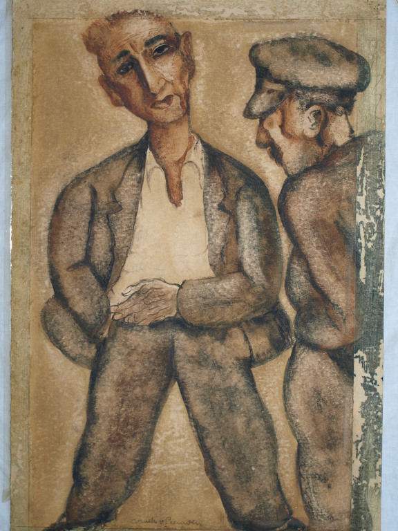 CORNELIS VAN LEEUWEN – Tekening / aquarel – 2 Mannen – Gesigneerd - ca 1940 kopen? Bied vanaf 1!