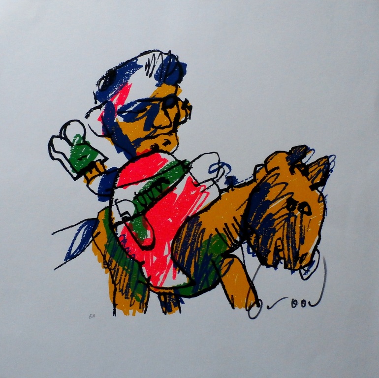 Herman Brood - zeefdruk: Man op paard verkocht voor € 175!