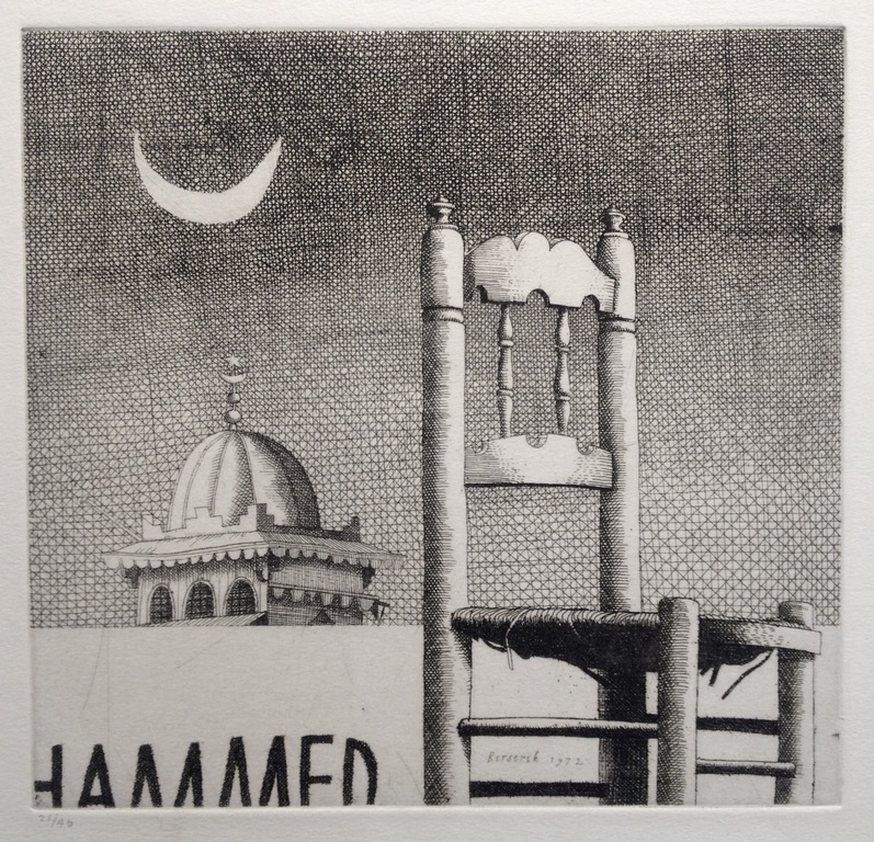 Hermanus Berserik, ets, "Stoel in Afrika", 1972 verkocht voor € 55!