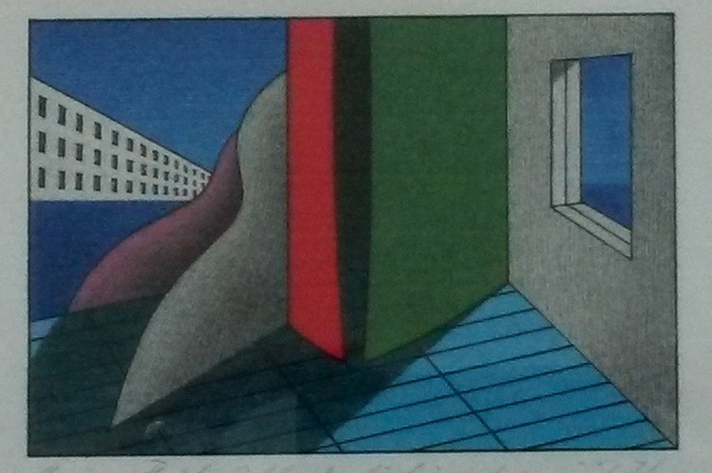 Marinus Fuit - litho - Gekleurd object in interieur - ingelijst kopen? Bied vanaf 40!