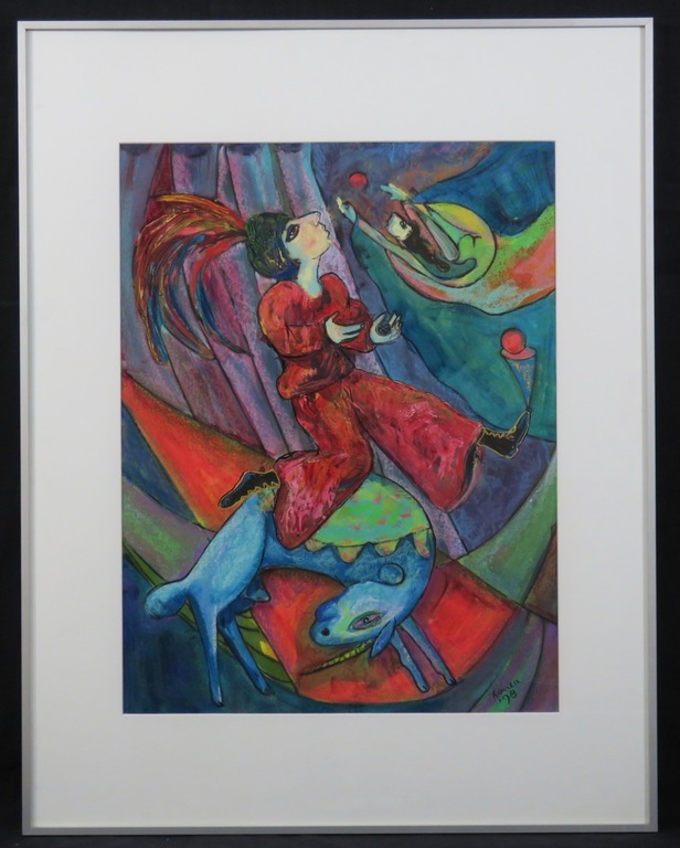 Franca Muller Jabusch: Gemengde techniek op papier, Phantasie riding - Ingelijst kopen? Bied vanaf 80!