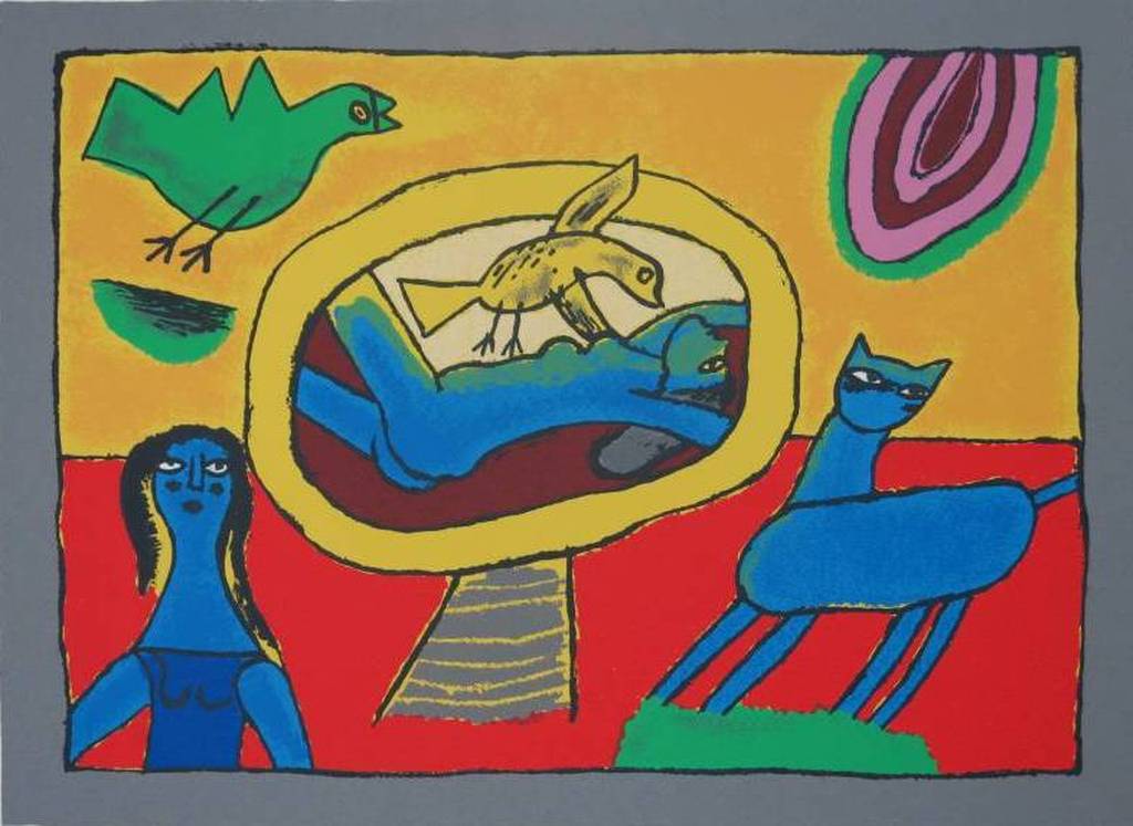 Corneille: Zeefdruk, Femmes et chat en liberte verkocht voor € 160!