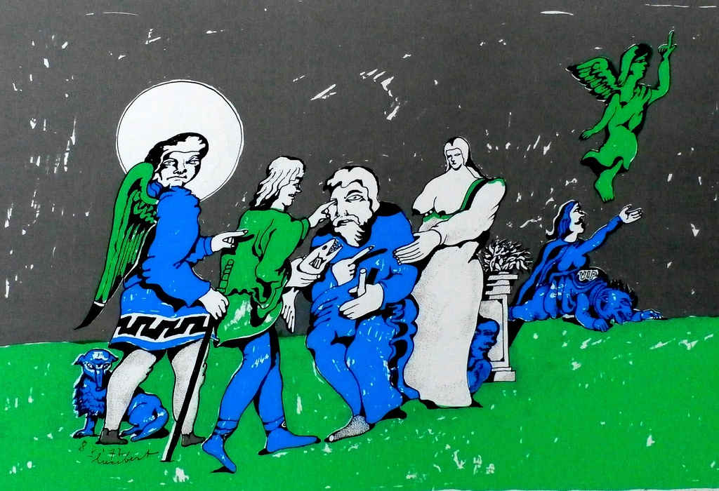 Lucebert - zeefdruk: En hij opende hem de ogen - 1973 verkocht voor € 99!