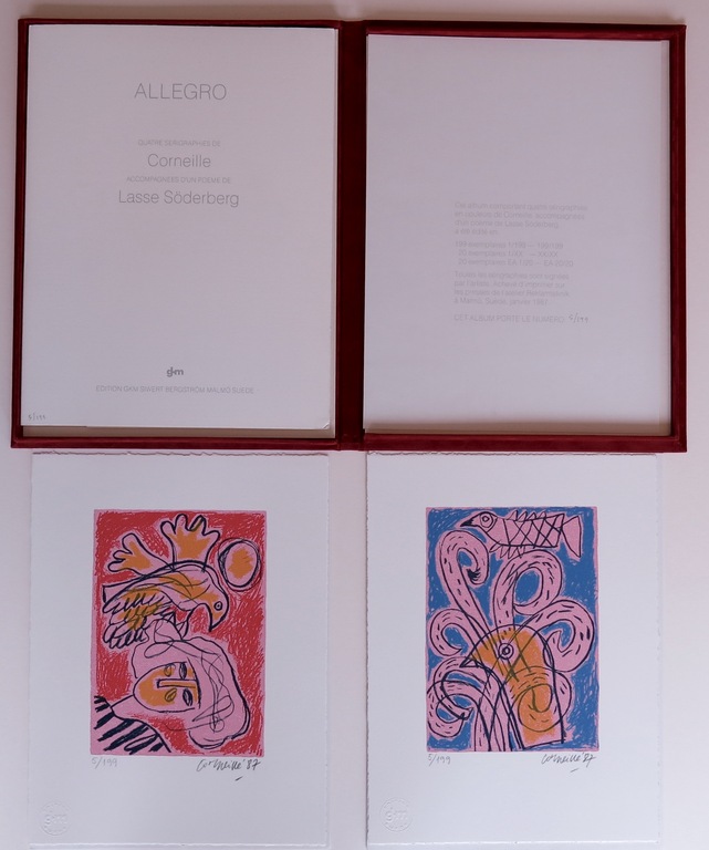 Corneille: Portfolio met 4 zeefdrukken + gedicht van Lasse Soderberg, Allegro kopen? Bied vanaf 350!