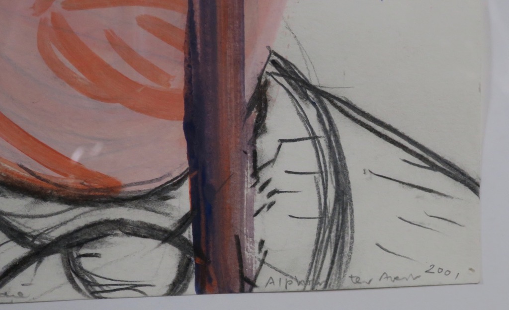 Alphons ter Avest: Potlood en ei tempera, Voorstudie: Boomlikker - Ingelijst kopen? Bied vanaf 60!