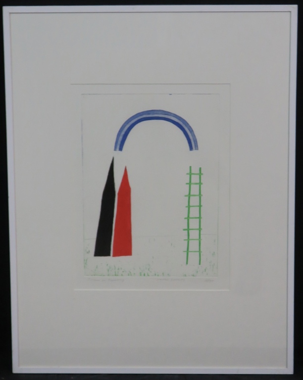 Harrie Gerritz: Ets, Torens en regenboog -Ingelijst verkocht voor € 80!