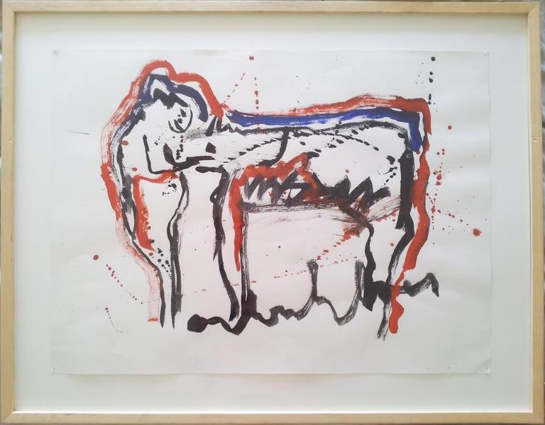 Anton Heyboer: Beest, origineel werk op papier, gesigneerd verkocht voor € 150!