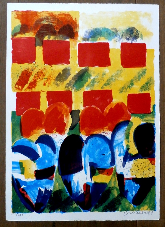 Jan Cremer - zeefdruk: L'histoire des Coeurs I- 1998 kopen? Bied vanaf 225!