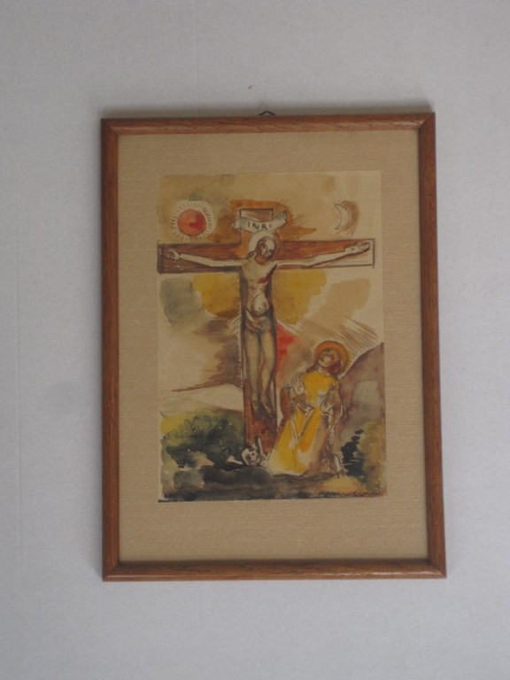 Matthieu Wiegman 1886-1971 Bergense School 1940 aquarel "kruisiging" gesigneerd  kopen? Bied vanaf 1!