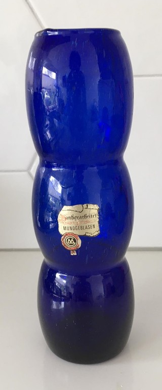 Ritzenhoff Glaswerke Marsberg - Cobalt blauw vintage glazen bubbel vaasje kopen? Bied vanaf 15!