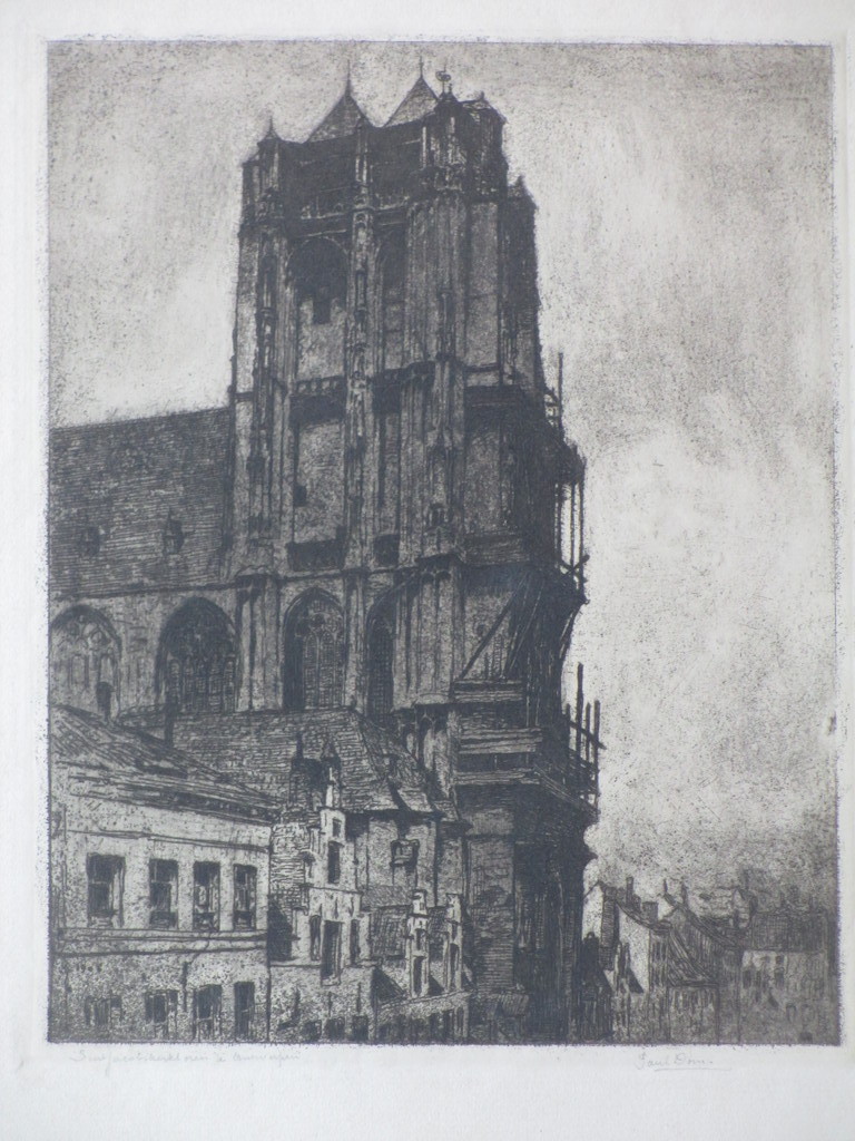 Pol Dom, Sint Jacobskerktoren in Antwerpen, Ets verkocht voor € 40!