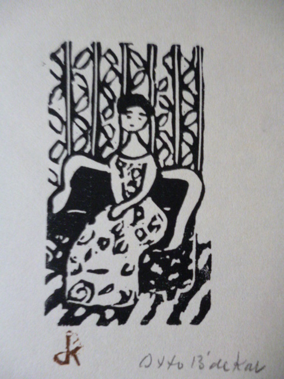 Otto B.de Kat - linosnede - Het dametje kopen? Bied vanaf 45!