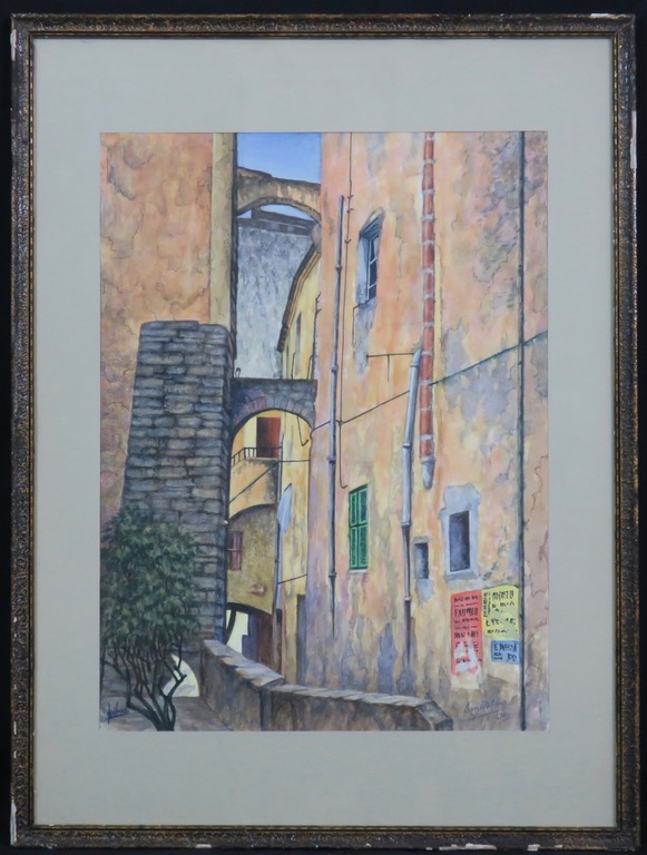 Jan P.A. de Vries: Aquarel, San Stefano - Ingelijst kopen? Bied vanaf 1!