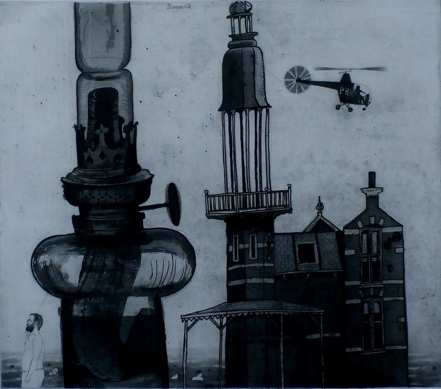 Herman Berserik - grote ets: zelfportret,gesigneerd verkocht voor € 225!