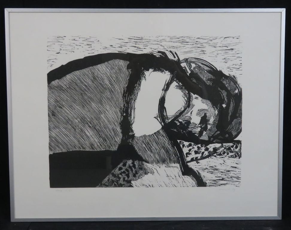 Manuel Kurpershoek: Linosnede, Slaap - Ingelijst kopen? Bied vanaf 1!