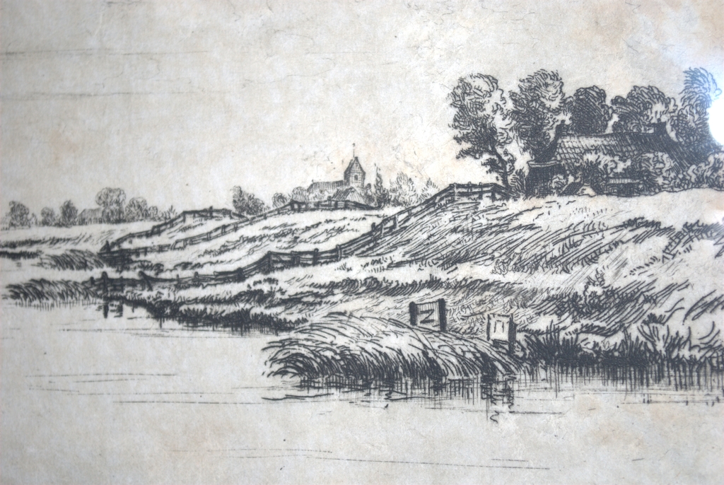 Riekele Prins - handgesigneerde ets van 't Reitdiep, Groningen. kopen? Bied vanaf 40!