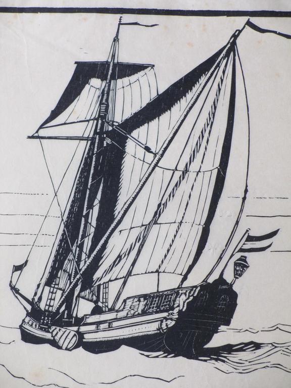 W.J.Dijk, Oud Statenjacht, Houtsnede kopen? Bied vanaf 1!