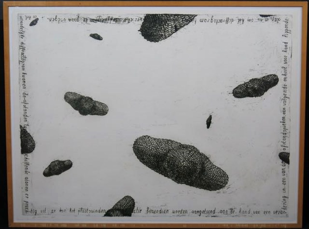 Gijs van Noort: Ets, Z.T. - Ingelijst (Zeer groot) verkocht voor € 40!