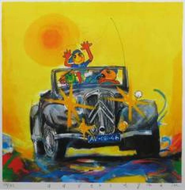 Ad Verstijnen, zeefdruk op papier, titel:" Citroen Avant " verkocht voor € 60!
