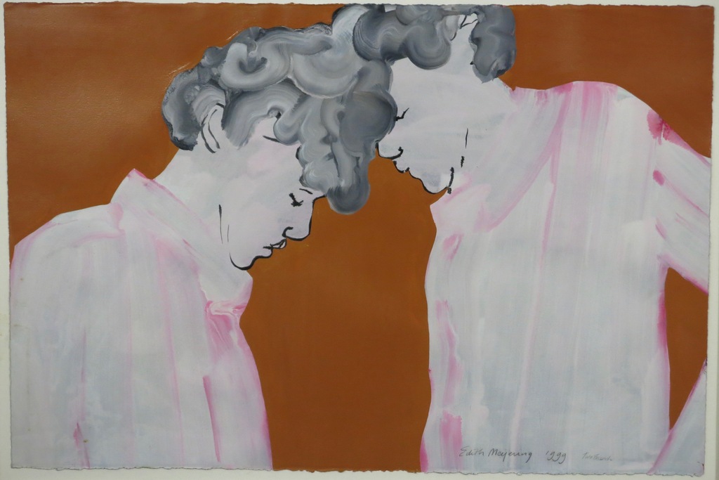 Edith Meijering: Gouache op papier, Two friends - Ingelijst (Groot) kopen? Bied vanaf 100!