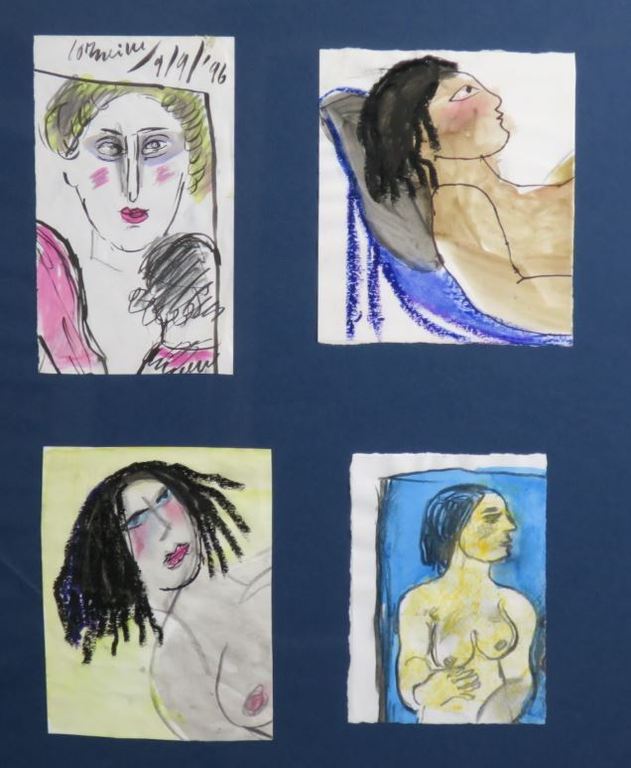 Corneille: 4 tekening in kleur. Aquarel/Krijt/Potlood - Ingelijst kopen? Bied vanaf 1450!