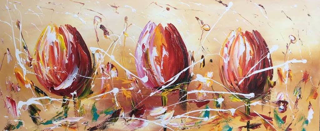 Gena - Tulpen - Acrylverf op doek - Gesigneerd -2017 verkocht voor € 250!