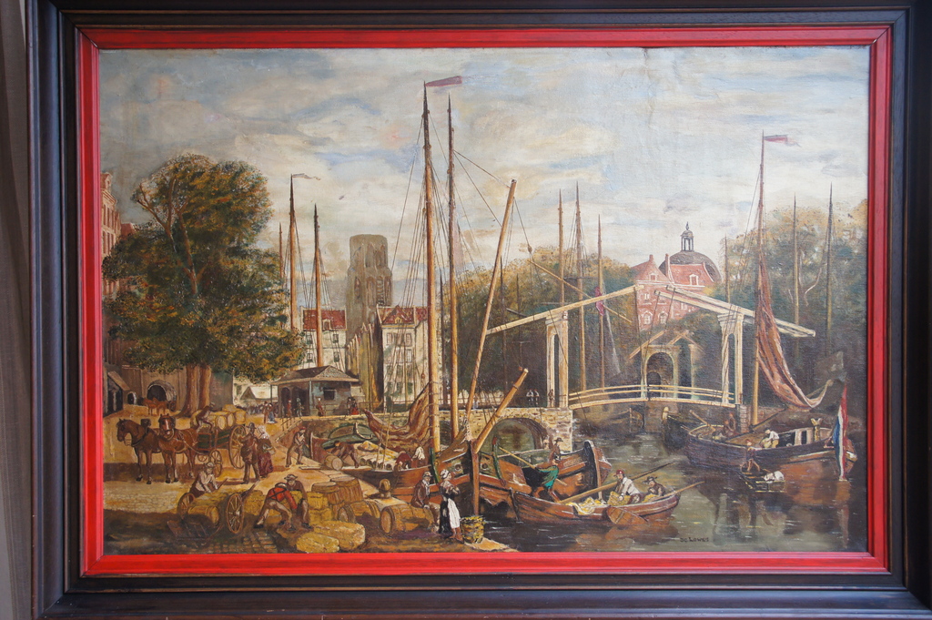 Lowes J.G, olieverfschilderij: Handelskade kopen? Bied vanaf 125!