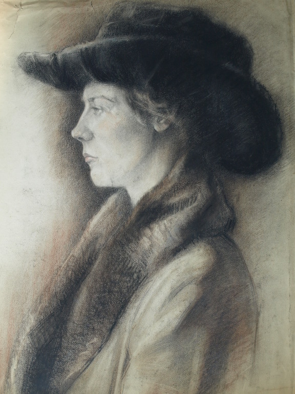 Elias Smalhout : Tekening , Bregtje met zwarte hoed – ca 1920 kopen? Bied vanaf 1!