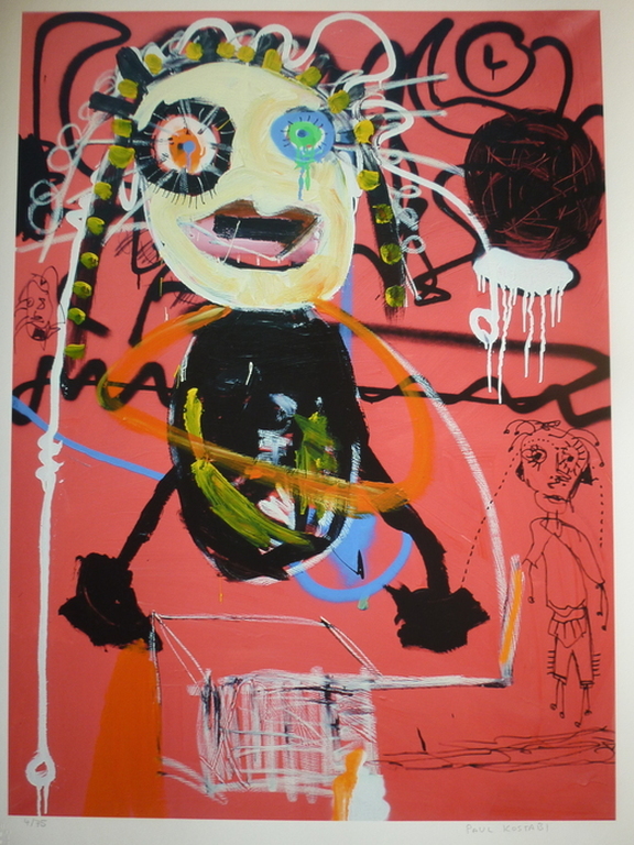 Paul Kostabi, Originele Giclee op handgemaakt katoenpapier, Sattelite kopen? Bied vanaf 1!