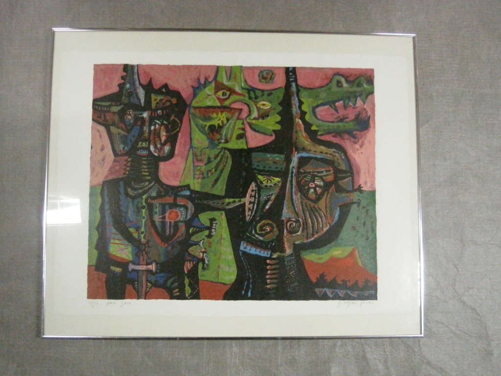 Shinkichi Tajiri 1923-2009 Litho nr 28 van 200 "st Joris en de draak" ZELDZAAM! verkocht voor € 175!