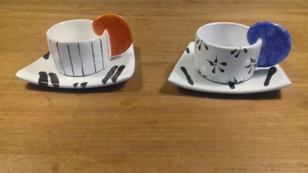 2 Unieke design Espresso/Mokka kop en schotels  kopen? Bied vanaf 15!