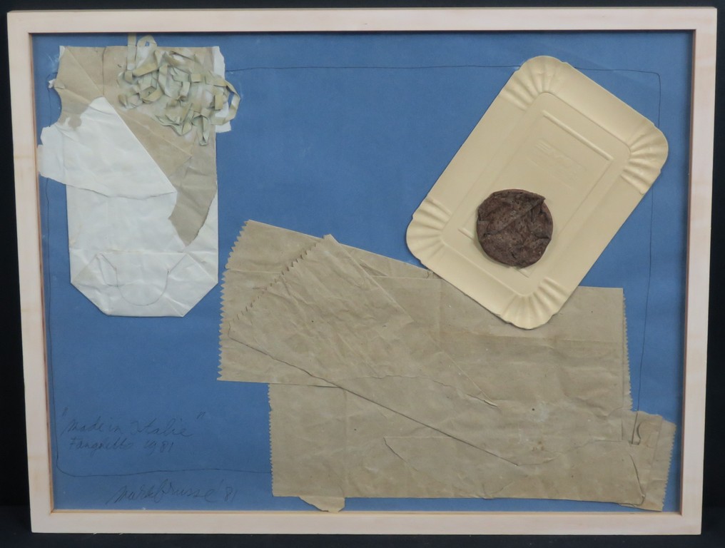 Mark Brusse: Collage, "Made in Italie" Fanghetto 1981 - Ingelijst kopen? Bied vanaf 150!