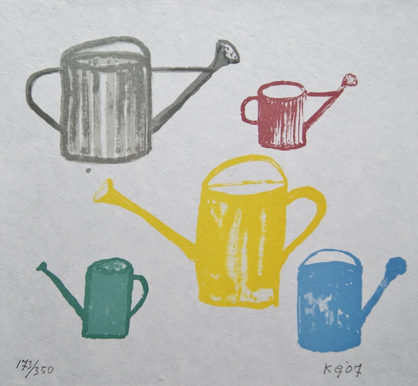 Klaas Gubbels litho 'Gieters' op handgeschept papier - 2007 verkocht voor € 145!