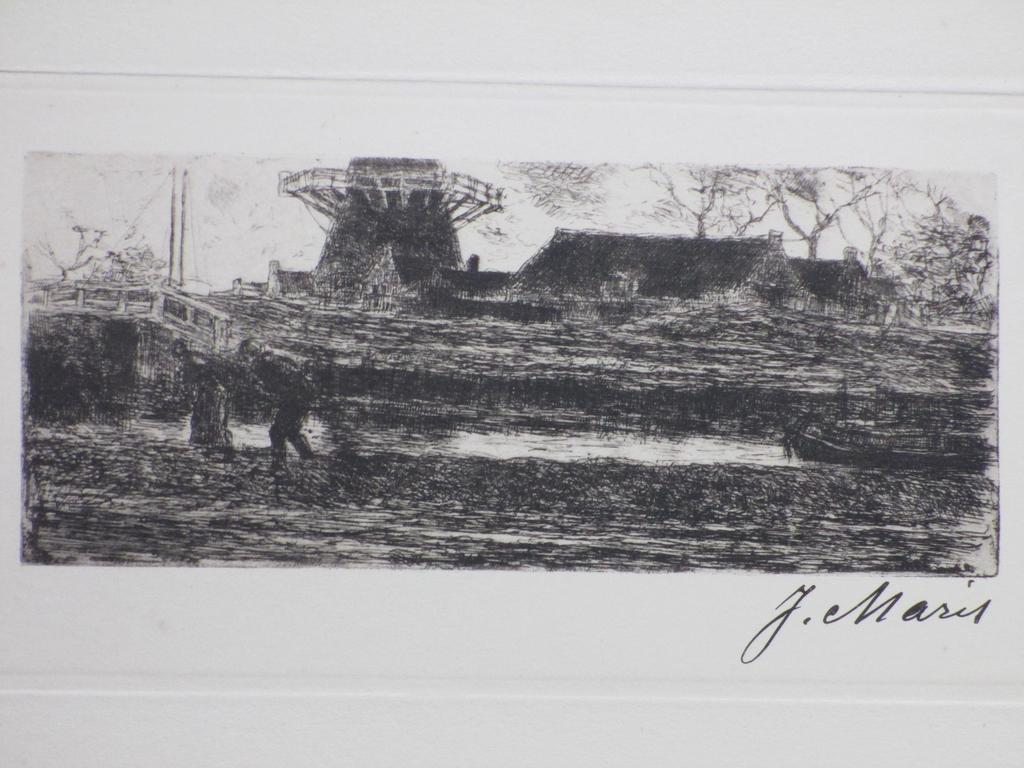 Jacob Maris, Aan de trekvaart, Ets verkocht voor € 40!