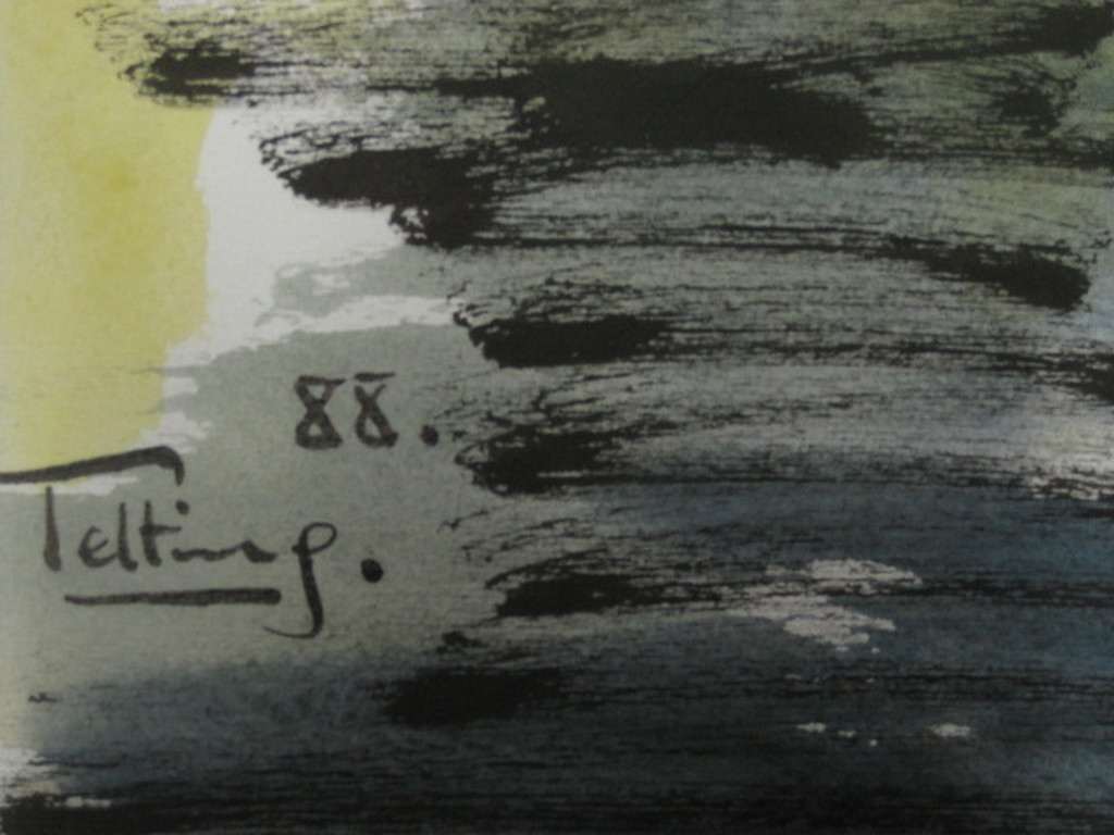 Mooie Quintus Jan Telting 1931-2003 grote gesigneerde Gouache "Life Dancers"  kopen? Bied vanaf 1!