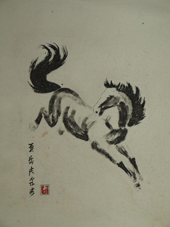 Japanse kunstenaar – Ets – Paard - Ingelijst  - ca 1970 - *DAKA-AANBIEDING* kopen? Bied vanaf 23!