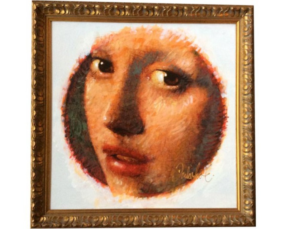 Peter Donkersloot Girl With Pearl Earring Ingeschilderd op Linnen. verkocht voor € 250!