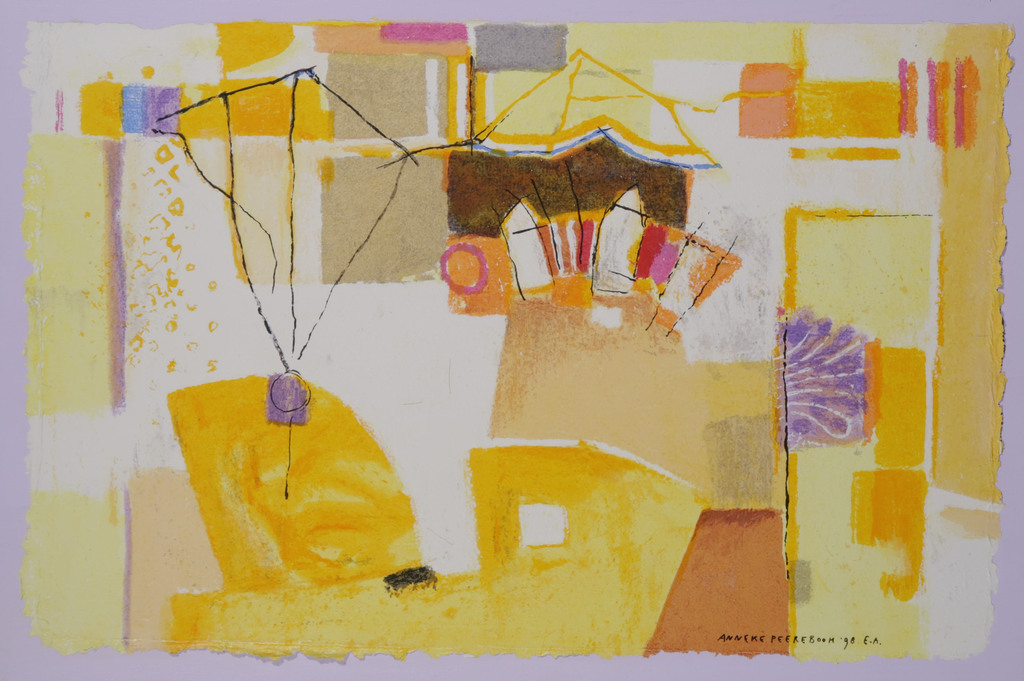 Anneke Peereboom: Zeefdruk op papier op doek, Luce del Giorno VI - Ingelijst kopen? Bied vanaf 35!