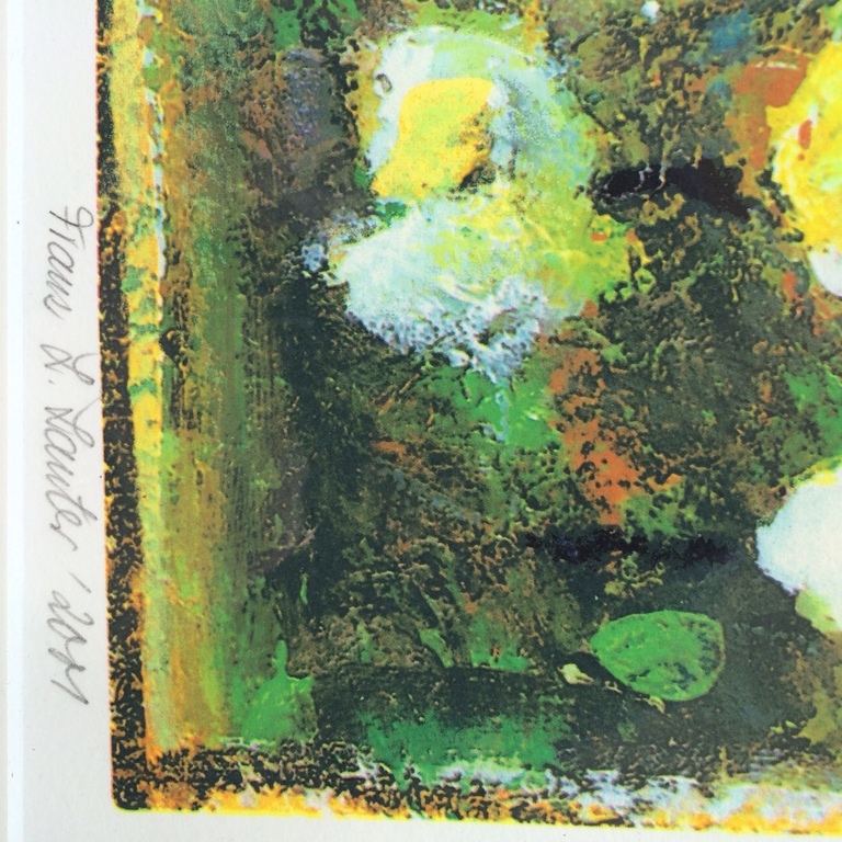 Franz Lauter, zeefdruk met lijst, bloemen kopen? Bied vanaf 50!