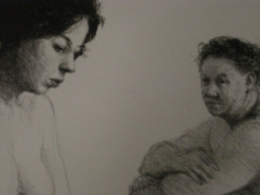 Aat Veldhoen (1934-) grote litho "moeder en dochter" gesign r.o. 1964 kopen? Bied vanaf 1!