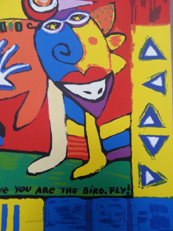 Simon & Bruno, zeefdruk op papier, Titel:"Go incognito and let them believe..... kopen? Bied vanaf 30!